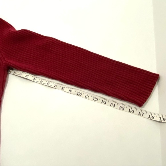 Red Cotton Ribbed Cable Knit Pullover Chunky Sweater Large - Picture 11 of 11